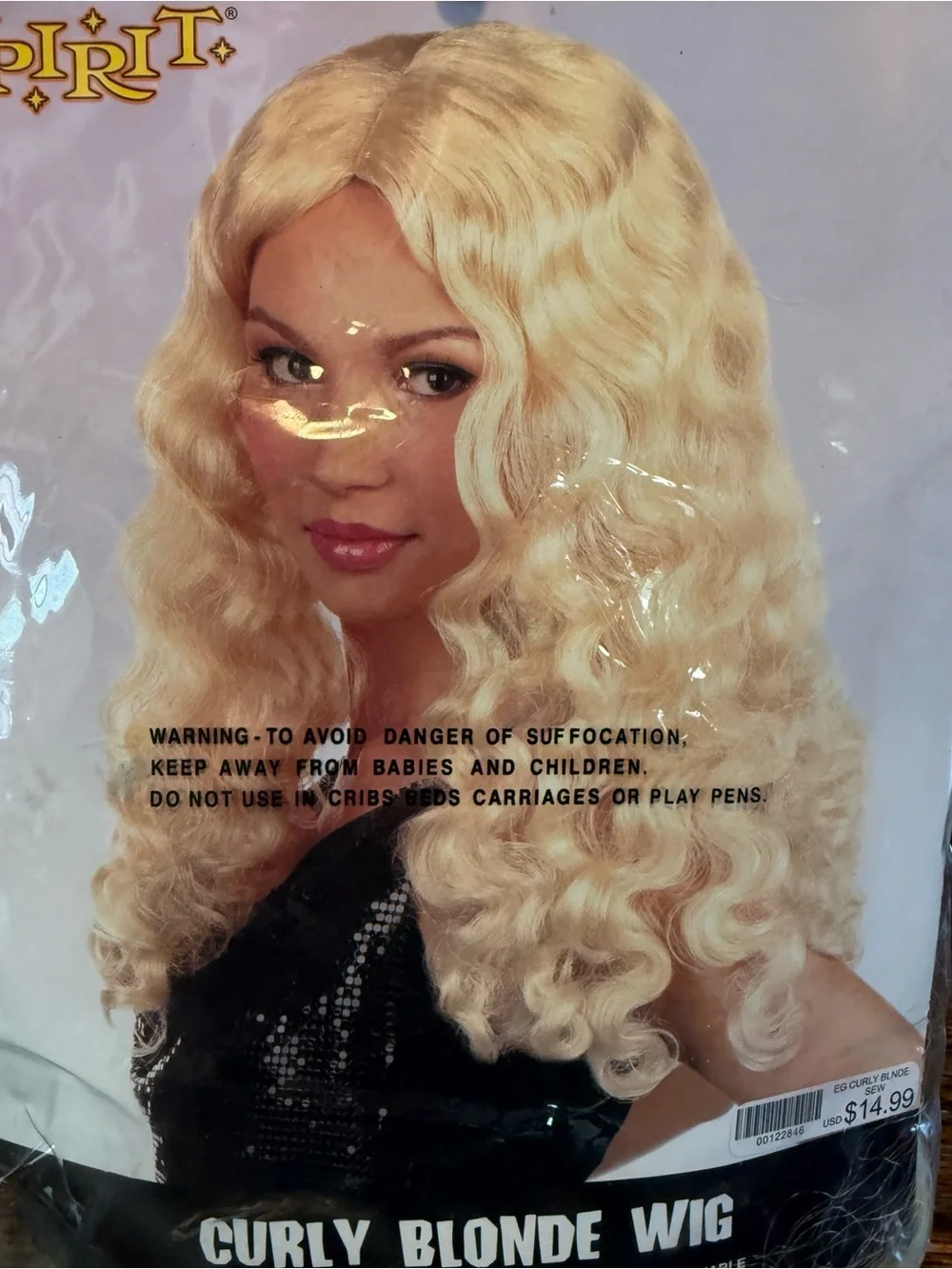 Spirit Halloween Curly Blonde Wig Synthetic Hair Costume Cosplay Theater